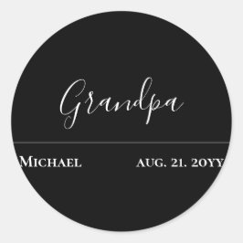 Opa-Geschenk - Modernes Jet Schwarz Personalisiert Runder Aufkleber