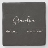 Opa-Geschenk - Modernes Jet Schwarz Personalisiert Steinuntersetzer (Vorderseite)