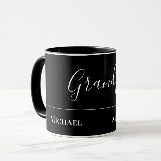 Opa-Geschenk - Modernes Jet Schwarz Personalisiert Tasse (Vorderseite Links)
