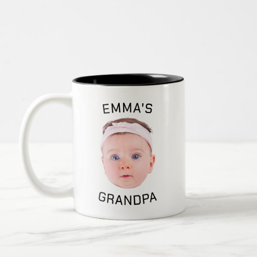 Opa-Geschenk-Tasse, Custom Baby Face, Foto-Geschen Zweifarbige Tasse (Links)