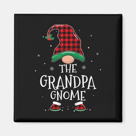 Opa Gnome Xmas Familie passt Karierte Weihnachten Magnet (Vorne)