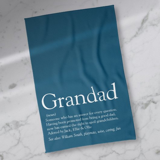 Opa Grandad Papa Definition Modernes Blau Geschirrtuch