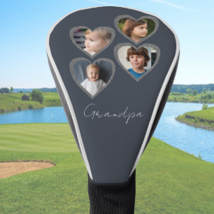 Opa Graue Herzen Enkelkinder Fotocollage Golf Headcover