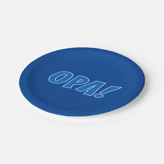 Opa Greece Celebration (Dark Blue) Pappteller (Schrägansicht)
