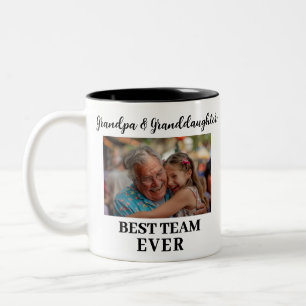 Opa Großtochter Bestes Team je individuelles Foto Zweifarbige Tasse