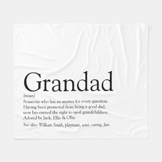 Opa Großvater Definition Fleecedecke (Vorderseite (Horizontal))