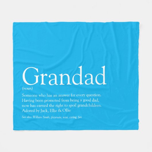 Opa Großvater Großvater definiert Sky Blue Fleecedecke (Vorderseite (Horizontal))