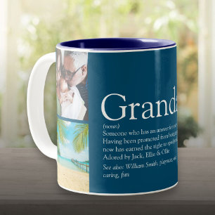 Opa, Großvater, Papa Definition 4 Fotocollage Zweifarbige Tasse