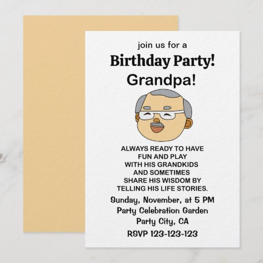 Opa Großvater Zitat Geburtstag Einladung (Vorne/Hinten)