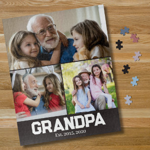 Opa gründete fettes weißes Script 3 Foto Puzzle