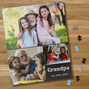 Opa gründete fettes weißes Script 3 Foto Puzzle