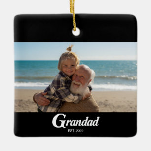 Opa gründete Schwarz Weiß Bold Foto Keramikornament