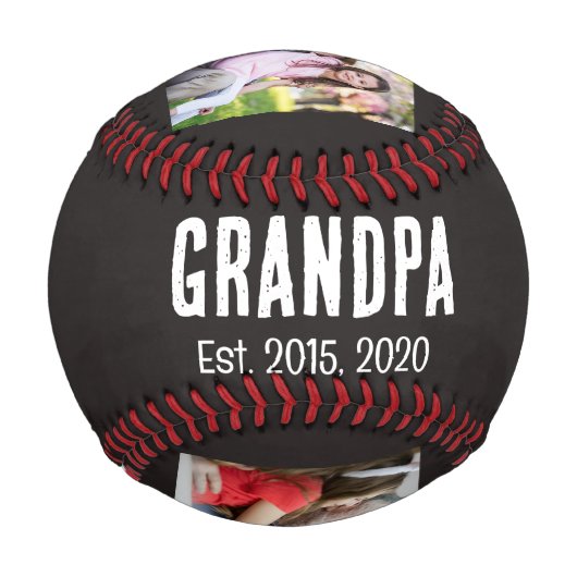 Opa gründete schwarzes Grunge-Script 3 Foto Baseball (Rückseite)