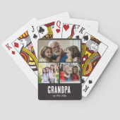 Opa gründete schwarzes Grunge-Script 3 Foto Spielkarten (Rückseite)