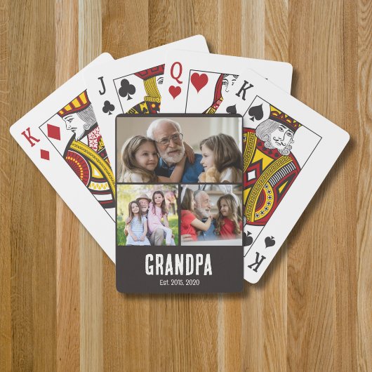 Opa gründete schwarzes Grunge-Script 3 Foto Spielkarten