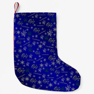 opa happy christmas text in gold and blue stocking kleiner weihnachtsstrumpf