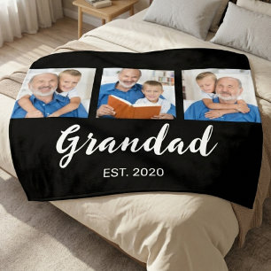 Opa hat elegante Schrift 3 Foto Schwarz etabliert Fleecedecke