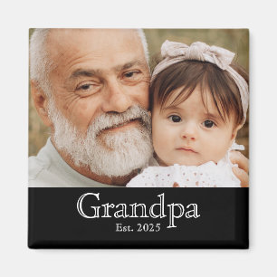 Opa hat Foto Weiß Fett Minimal Text gegründet Magnet