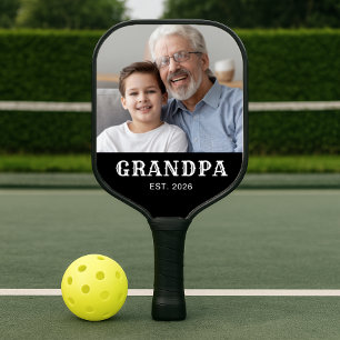 Opa hat lustige Typografie-Foto gegründet Pickleball Schläger