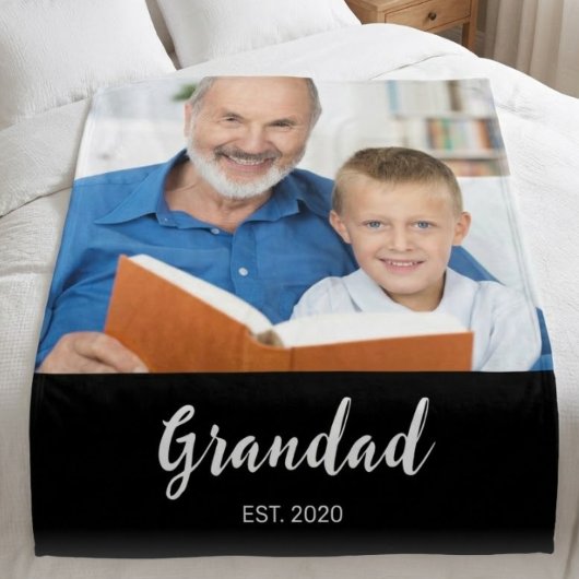 Opa hat modernes Schriftfoto Schwarz eingerichtet Fleecedecke