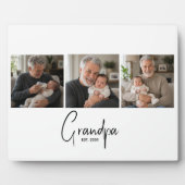 Opa hat Modernes Skript 3 Foto eingerichtet Fotoplatte (Vorderseite)