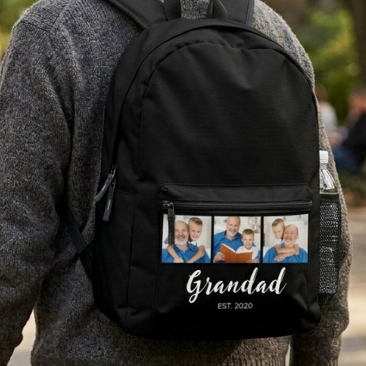 Opa hat modernes Skript 3 Foto Schwarz eingerichte Bedruckter Rucksack