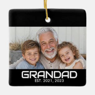 Opa hat Schwarz-Weiß-Foto mit fetter Schriftart er Keramikornament