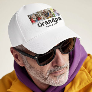 Opa hat schwarzes weißes Skript 3 Foto erstellt Truckerkappe