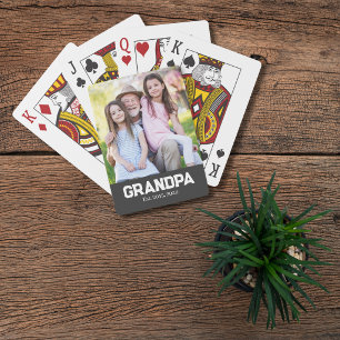 Opa hat Weißschrift-Foto eingerichtet Spielkarten