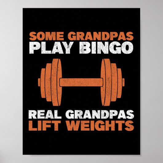 Opa hebt Gewichte Fitnessstudio Workout Bodybuildi Poster (Vorne)