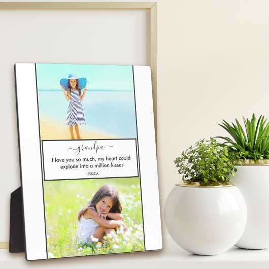 Opa I Liebe Sie - 2 Foto weiß und grau Fotoplatte