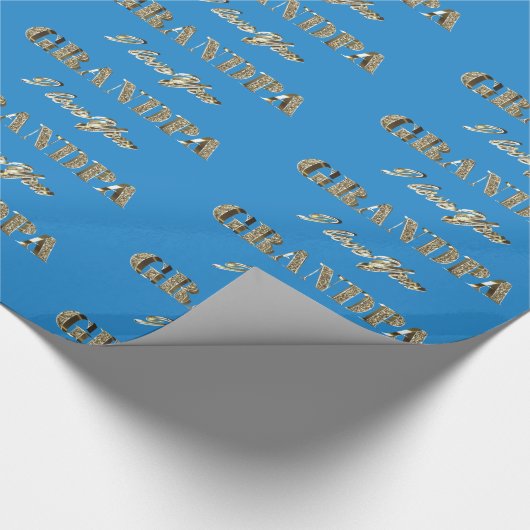Opa I Liebe You Blue Gold Glitzern Typografie Geschenkpapier (Ecke)
