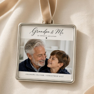 Opa & Ich Personalisierter Enkel-Foto-Weihnachten Ornament Aus Metall
