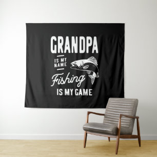 Opa ist mein Name Fischen ist mein Game-Geschenk Wandteppich