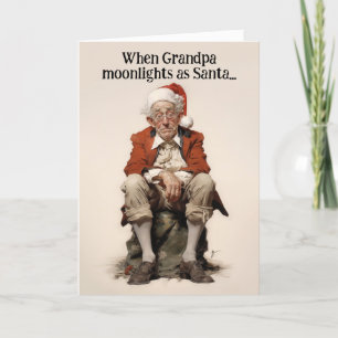 Opa jobbt als Weihnachtsmann Weihnachtskarte Karte
