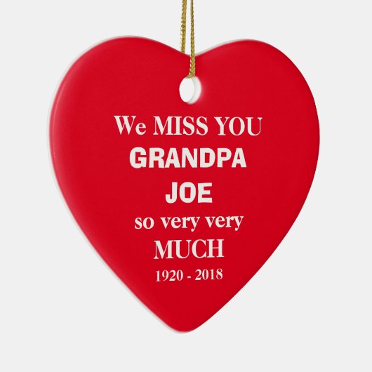 Opa Joe in Love Memory Script + Familiennamen Keramik Ornament (Rechts)