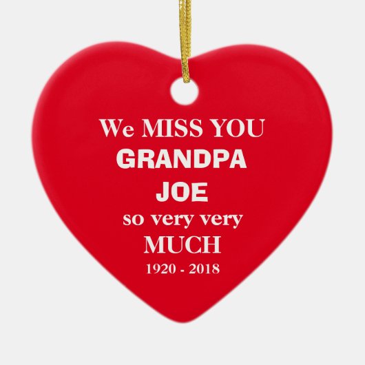 Opa Joe in Love Memory Script + Familiennamen Keramik Ornament (Vorne)