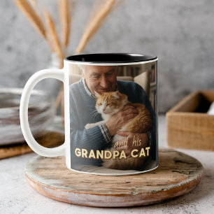 Opa-Katzen-Personal-Tassen mit Katzenname & Est. Zweifarbige Tasse