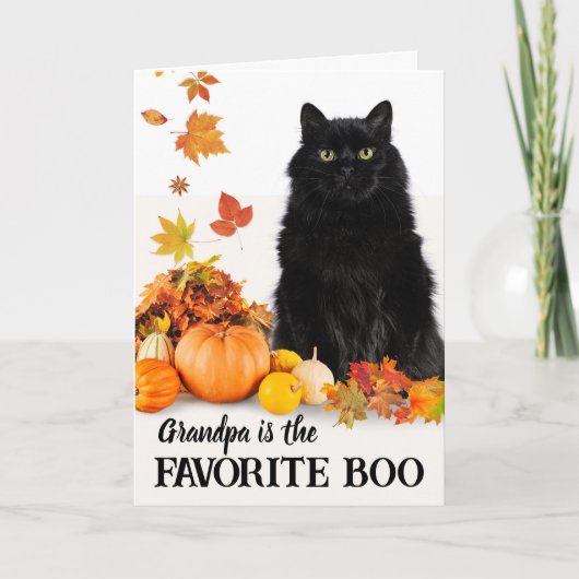 Opa Lieblings-Boo Halloween-Schwarze Katze Karte (Vorderseite)