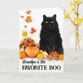 Opa Lieblings-Boo Halloween-Schwarze Katze Karte (Gelbe Blume)