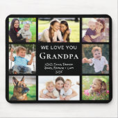 Opa Liebt Dich Foto-Collage Schwarz Mousepad (Vorne)