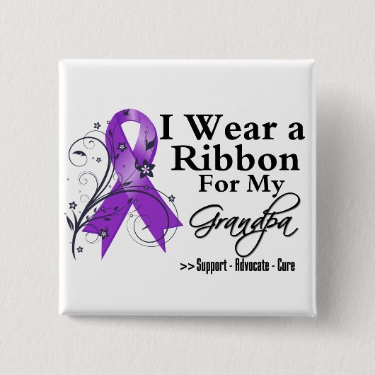 Opa Lila Ribbon - Bauchspeicheldrüsenkrebs Button (Vorderseite)