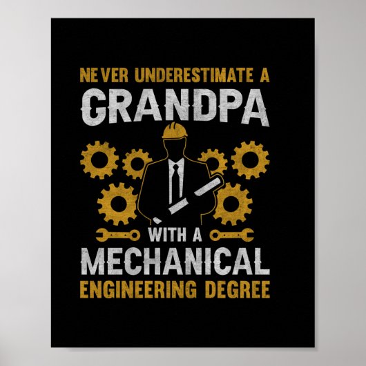 Opa mit Maschinenbau Poster (Vorne)