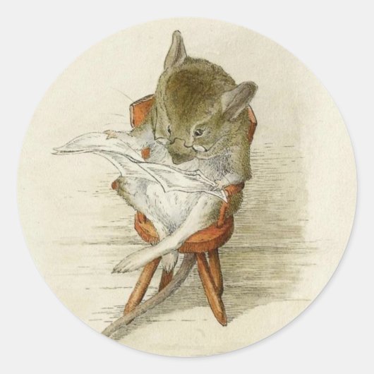 Opa Mouse Reading a Newspapier Runder Aufkleber (Vorderseite)