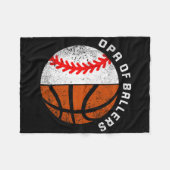 Opa of Ballers Funny Baseball Basketball Opa Fleecedecke (Vorderseite (Horizontal))