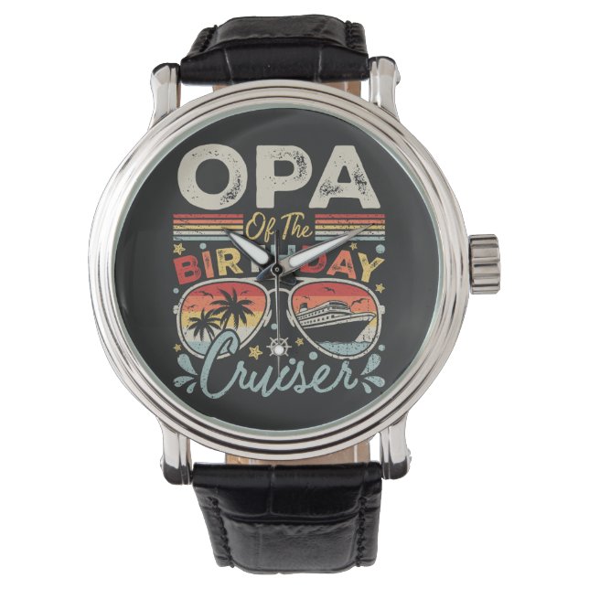 Opa of the Birthday Cruiser Vacation Vintag Armbanduhr (Vorderseite)