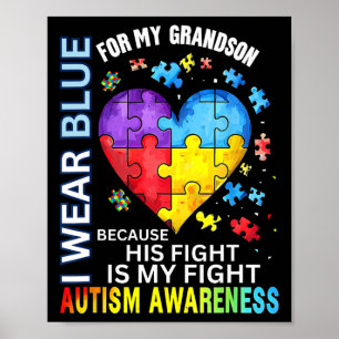 Opa Oma Ich trage Blau für meinen Enkel Autismus Poster