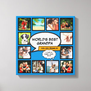 Opa Opi Spaß Cooles Fotocollage Blau Leinwanddruck