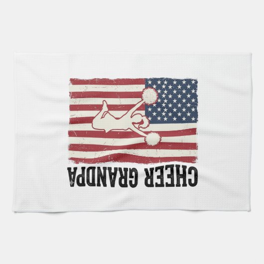 Opa patriotisches Vintage-Flag-Shirt-Design anfeue Geschirrtuch (Horizontal)