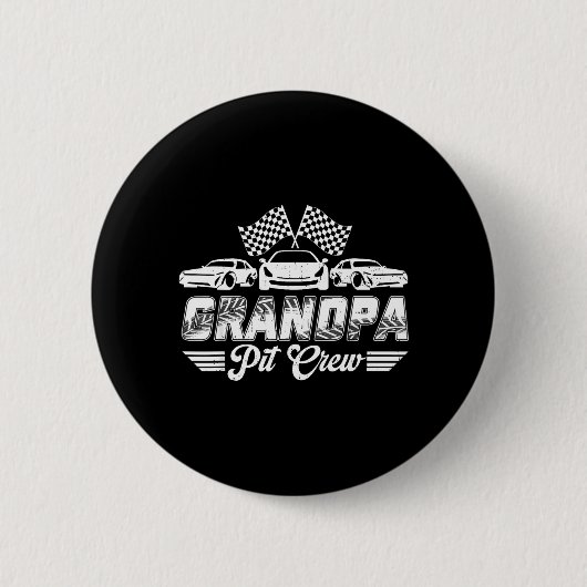 Opa Pit-Crew Geburtstagsfeier Rennwagenliebhaber Button (Vorderseite)